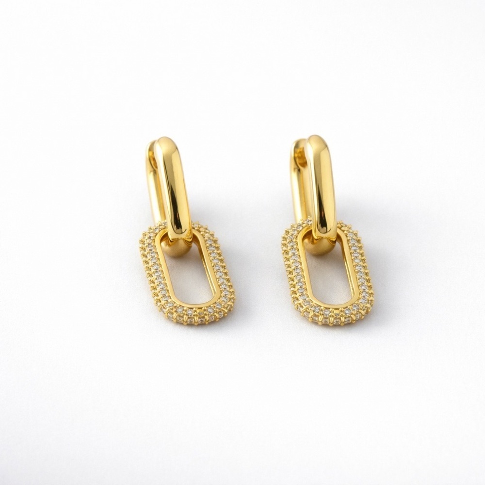 Oval Crystal Double Hoop Earrings (7719)